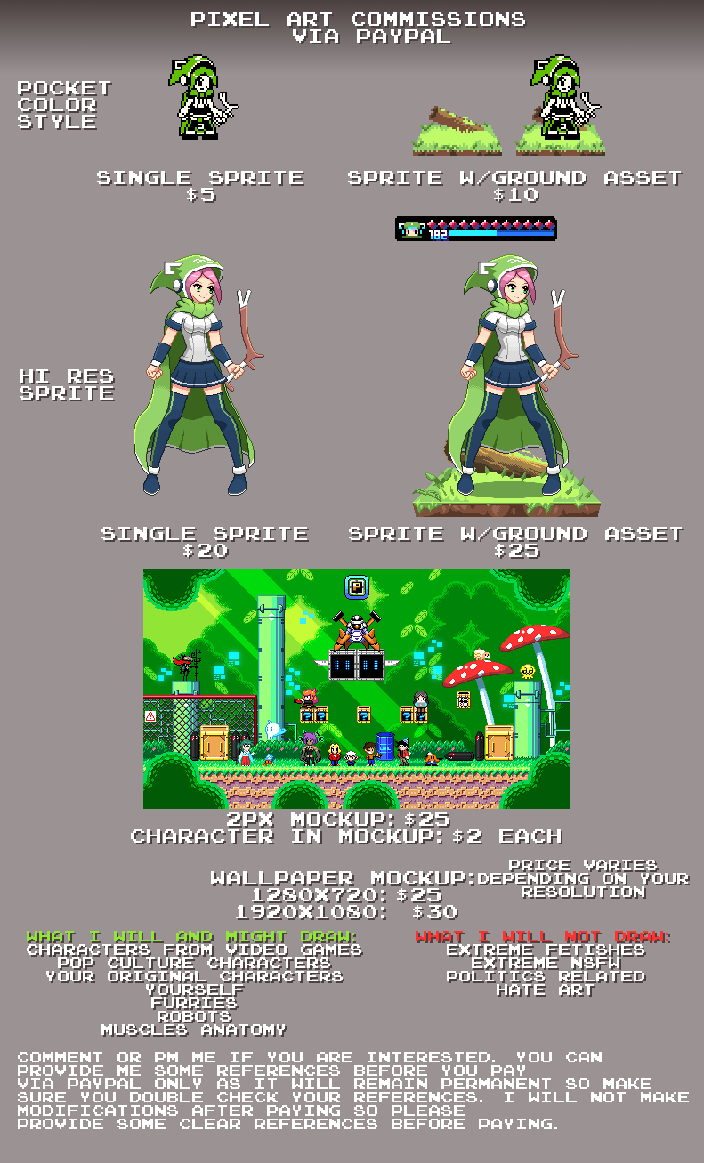 You're very own pixel art and sprites! Not Interested? That's fine. :)