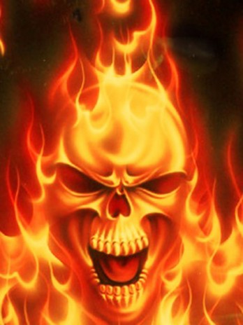 flaming skull