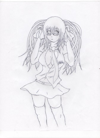 Random Uncolored Schoolgirl