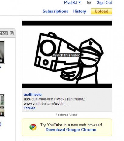 asdfmovie hits YouTube front page!