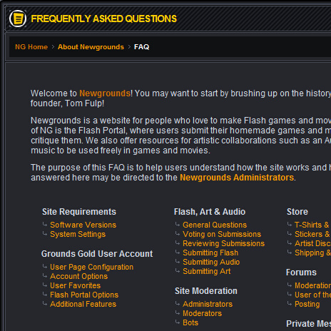 Newgrounds Open-ended FAQ (FAQ Whatever) (PGP)