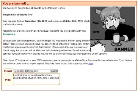 I got banned from 4chan.