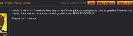 For those of you still wondering about the April Fools Joke