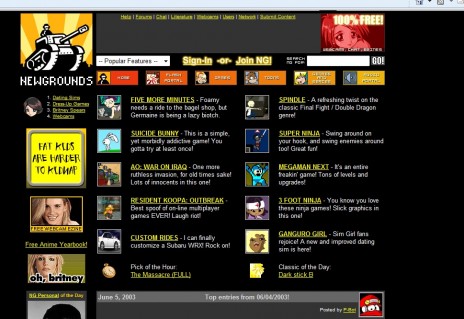 Newgrounds in 2003... Give me a month/year..