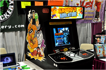 Come see us at Comic-Con booth # E10 and play Abobo's Big Adventure! Wear Abobo on your face!!