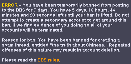 Dammit 5 fucking day Ban