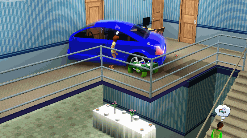 A car in the 2sd floor.