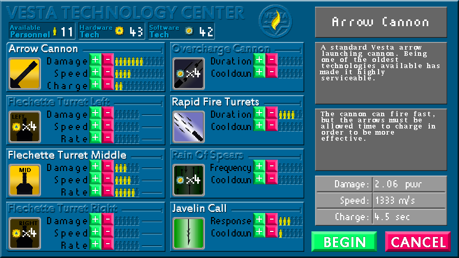 A screenshot of the upgrade menu