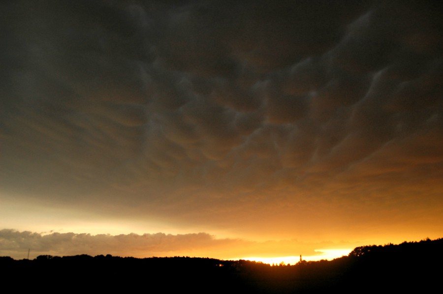 Mammatus clouds and sunset