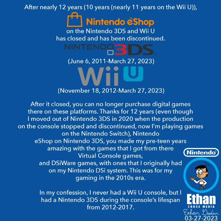 Nintendo Discontinuing eShop for Wii U, 3DS in 2023