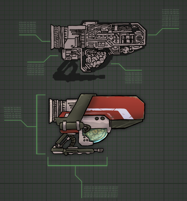 Science fiction ship schematics from the game Spellblast