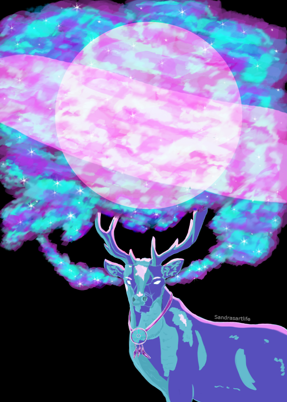 A reindeer I did in Photoshop CS5 when I was in school. With a little magical colour fullness.